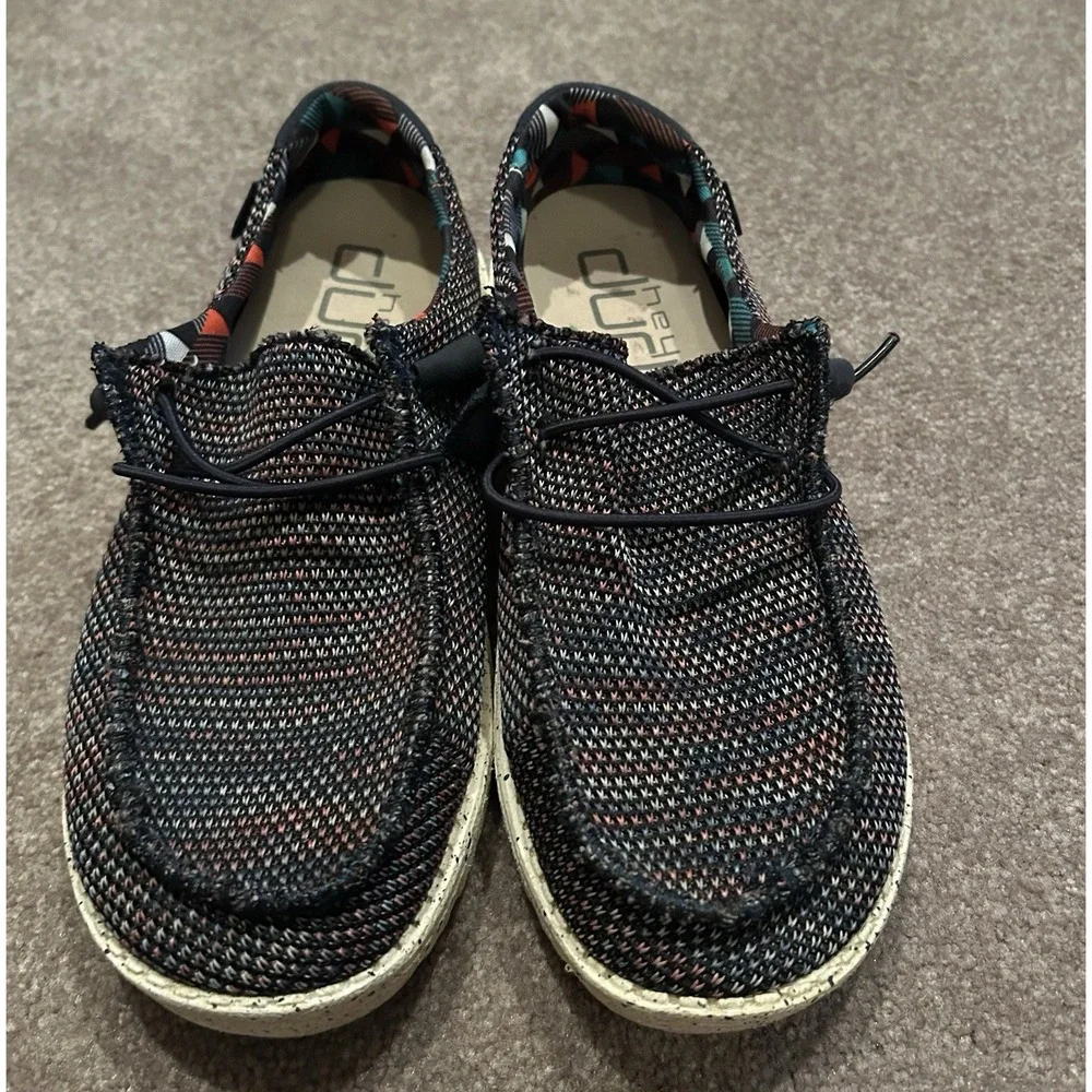 Size 8 HEYDUDE Women's Wendy Sox Slip-on Loafer Dark Mesh Upper Tri Color